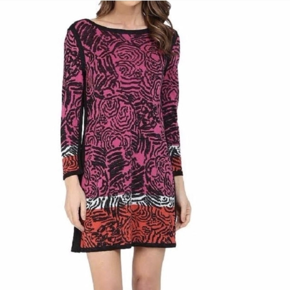 Nic + Zoe Abstract Animal Print Sweater Dress - Size M